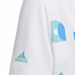 Adidas Junior Graphic Print Golf Polo Shirt HC0250 -golf gloves Shop HC0250 4 APPAREL Photography DetailView1 white