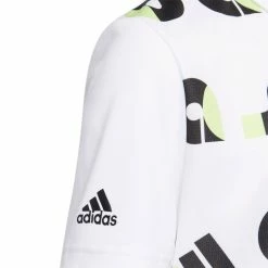 Adidas Junior Graphic Print Golf Polo Shirt HC0251 -golf gloves Shop HC0251 4 APPAREL Photography DetailView1 white