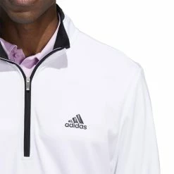 Adidas UPF Lightweight 1/4 Zip Golf Pullover HM8263 -golf gloves Shop HM8263 7 APPAREL OnModel DetailView1 white