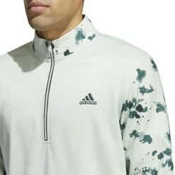 Adidas Splatter Print 1/4-Zip Golf Mid Layer HN7174 -golf gloves Shop HN7174 7 APPAREL OnModel DetailView1 white