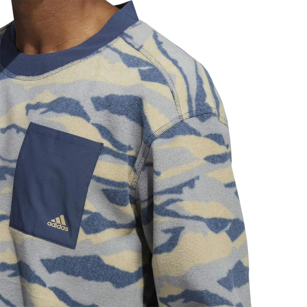 Adidas Texture Print Crew Neck Golf Pullover HF6525 2 Adidas Texture Print Crew Neck Golf Pullover HF6525 - Image 2